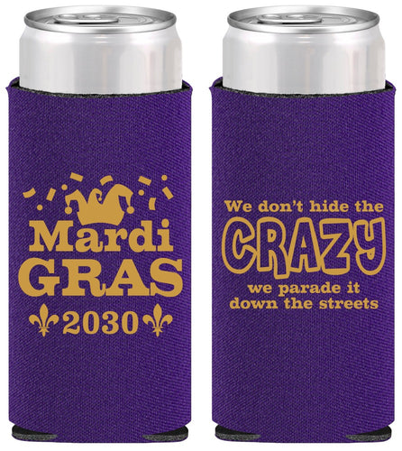 Personalized Mardi Gras Slim Can Coolers - Fleur De Lis | 190009