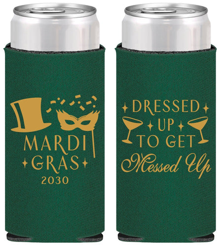 Personalized Mardi Gras Slim Can Coolers - Fleur De Lis | 190015