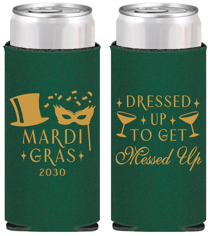 Personalized Mardi Gras Slim Can Coolers - Fleur De Lis | 190015