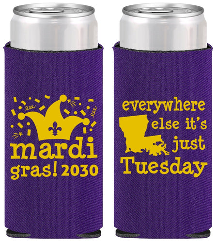 Personalized Mardi Gras Slim Can Coolers - Nola New Orleans | 190016