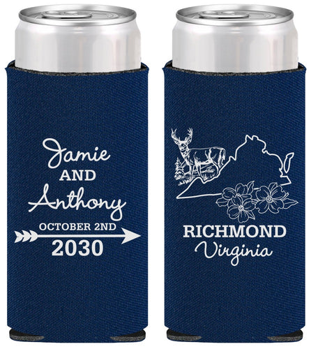 Personalized Wedding Slim Can Coolers - Virginia | 195