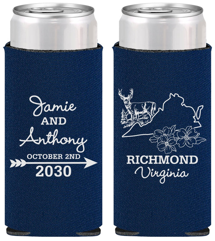 Personalized Wedding Slim Can Coolers - Virginia | 195