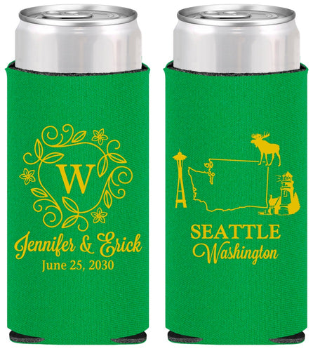 Personalized Wedding Slim Can Coolers - Washington | 196
