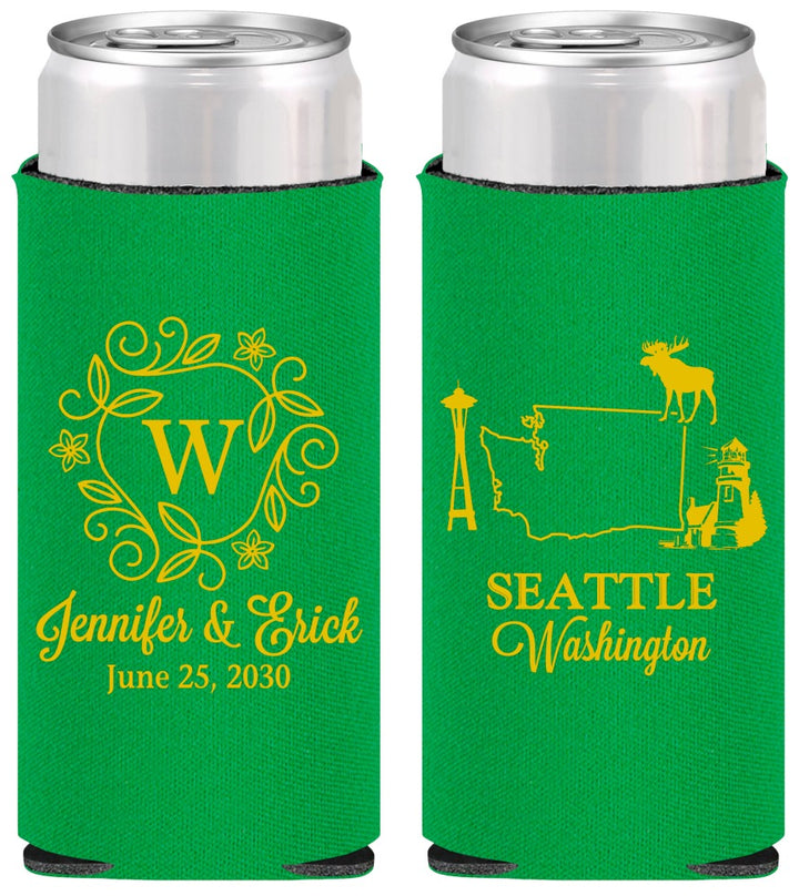 Personalized Wedding Slim Can Coolers - Washington | 196