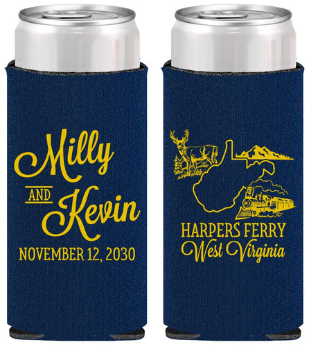 Personalized Wedding Slim Can Coolers - West Virginia | 197