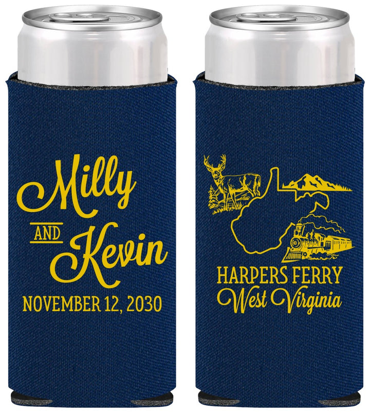 Personalized Wedding Slim Can Coolers - West Virginia | 197