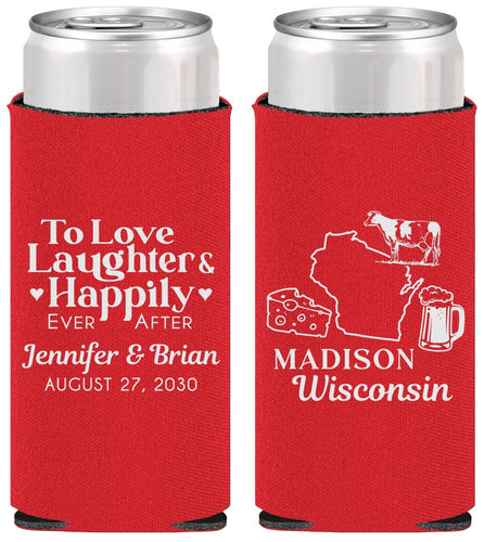 Personalized Wedding Slim Can Coolers - Wisconsin | 198
