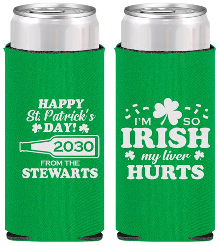 Personalized St Patricks Day Slim Can Coolers - Irish My Liver Hurts | 200000