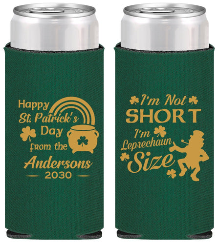 Personalized St Patricks Day Slim Can Coolers - Leprechaun | 200001