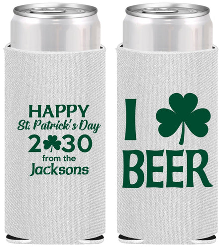 Personalized St Patricks Day Slim Can Coolers - Clover Irish | 200003