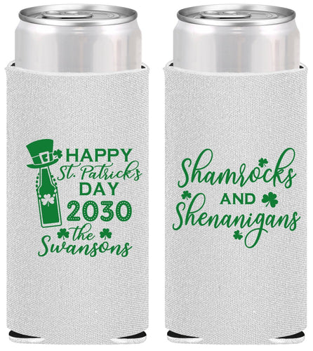 Personalized St Patricks Day Slim Can Coolers - Shamrocks Shenanigans | 200010