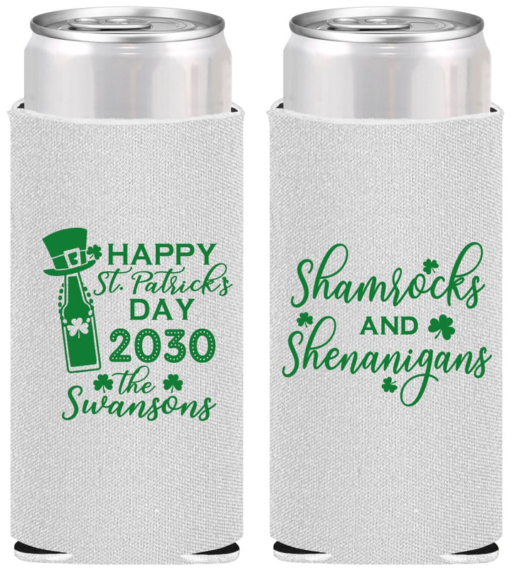 Personalized St Patricks Day Slim Can Coolers - Shamrocks Shenanigans | 200010