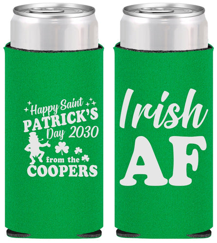 Personalized St Patricks Day Slim Can Coolers - Irish Af Leprechaun | 200012