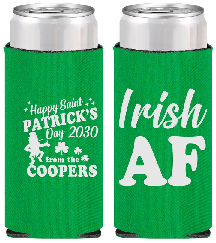 Personalized St Patricks Day Slim Can Coolers - Irish Af Leprechaun | 200012