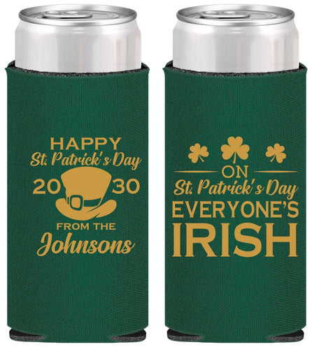 Personalized St Patricks Day Slim Can Coolers - Irish Leprechaun | 200013
