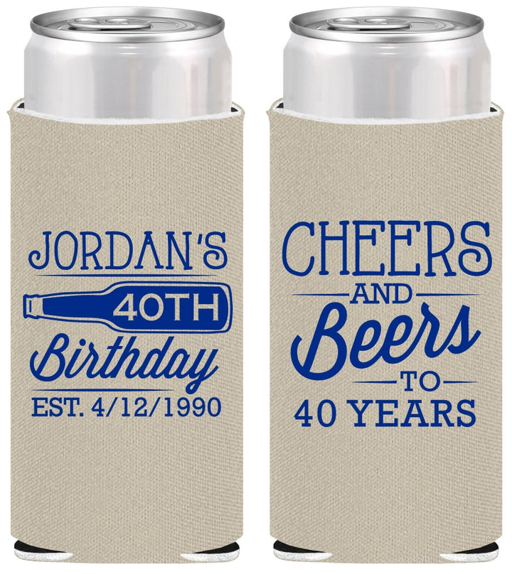 Personalized Birthday Slim Can Coolers - Cheers Beers To 40 Years | 20002