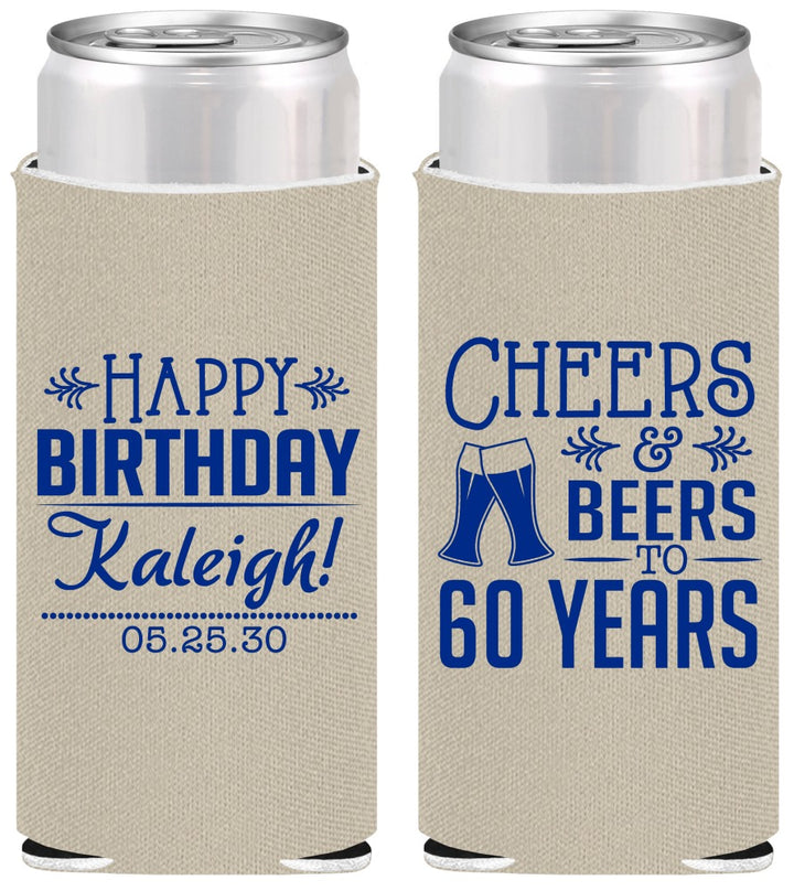 Personalized Birthday Slim Can Coolers - 60th | 20006