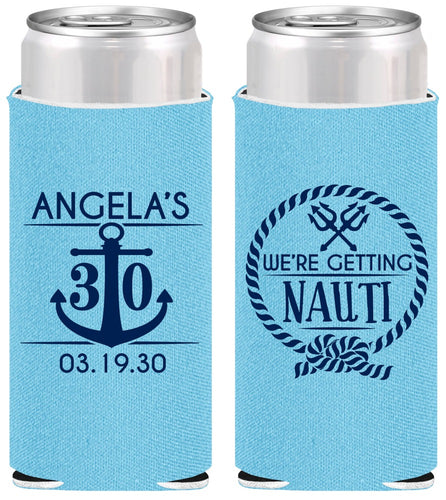Personalized Birthday Slim Can Coolers - 30th Nautical | 20010