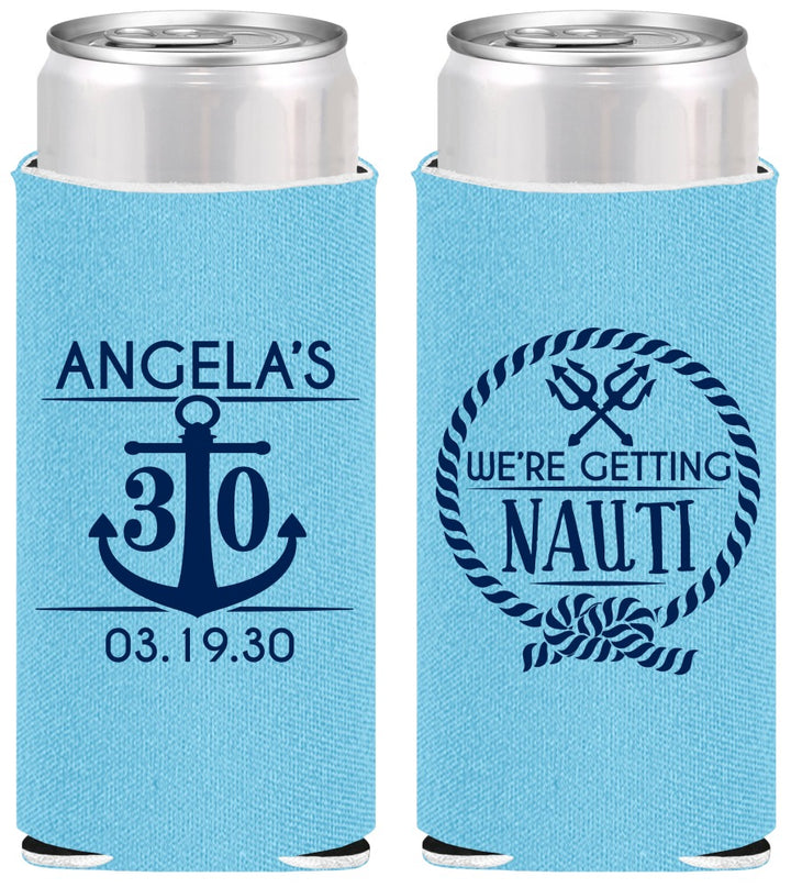 Personalized Birthday Slim Can Coolers - 30th Nautical | 20010