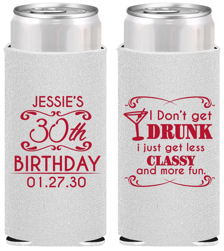 Personalized Birthday Slim Can Coolers - Dirty 30 | 20011