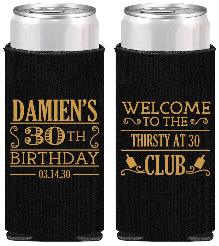 Personalized Birthday Slim Can Coolers - 30th | 20016
