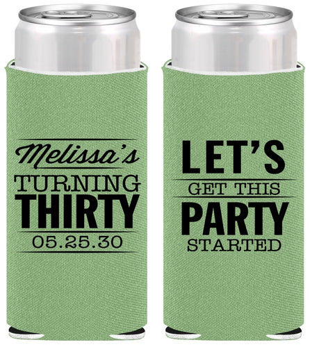 Personalized Birthday Slim Can Coolers - 30th | 20017
