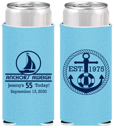 Personalized Birthday Slim Can Coolers - 55th Nautical | 20025