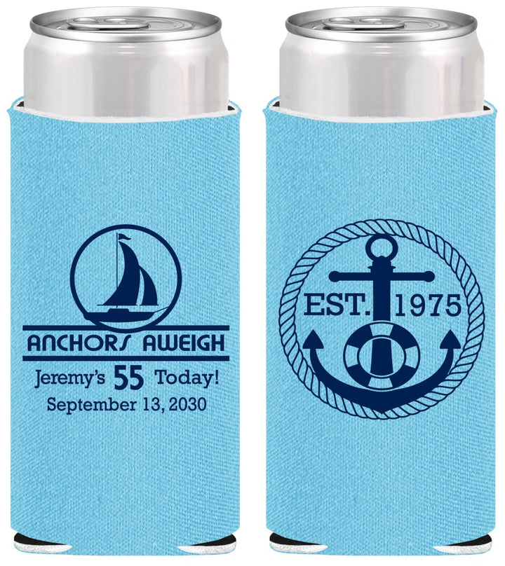 Personalized Birthday Slim Can Coolers - 55th Nautical | 20025