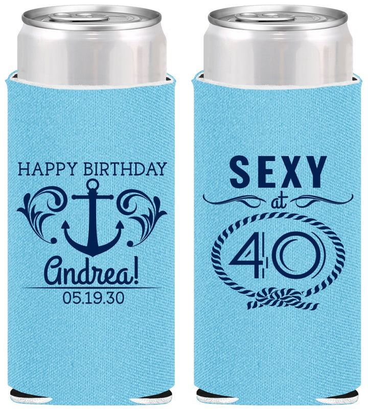 Personalized Birthday Slim Can Coolers - Sexy At 40 | 20027