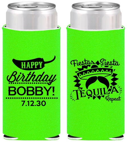 Personalized Birthday Slim Can Coolers - Fiesta Siesta Tequila | 20032