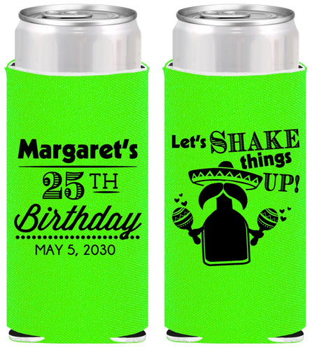 Personalized Birthday Slim Can Coolers - 25th Fiesta | 20035