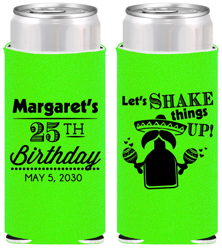 Personalized Birthday Slim Can Coolers - 25th Fiesta | 20035