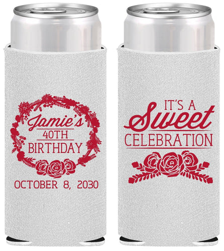 Personalized Birthday Slim Can Coolers - 40th | 20040
