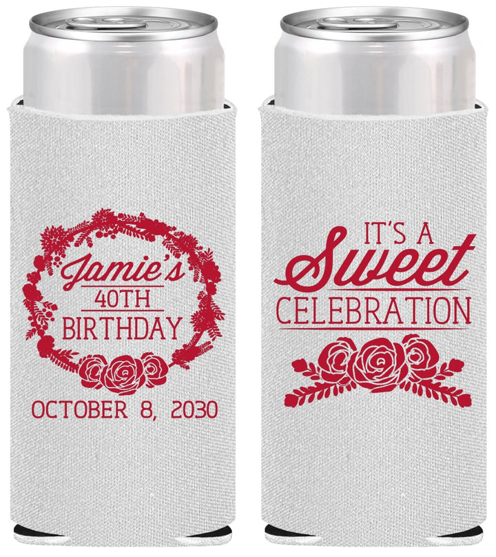 Personalized Birthday Slim Can Coolers - 40th | 20040