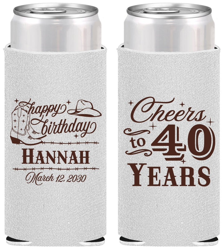 Personalized Birthday Slim Can Coolers - 40th | 20042