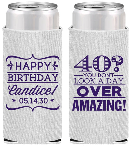 Personalized Birthday Slim Can Coolers - 40th | 20044