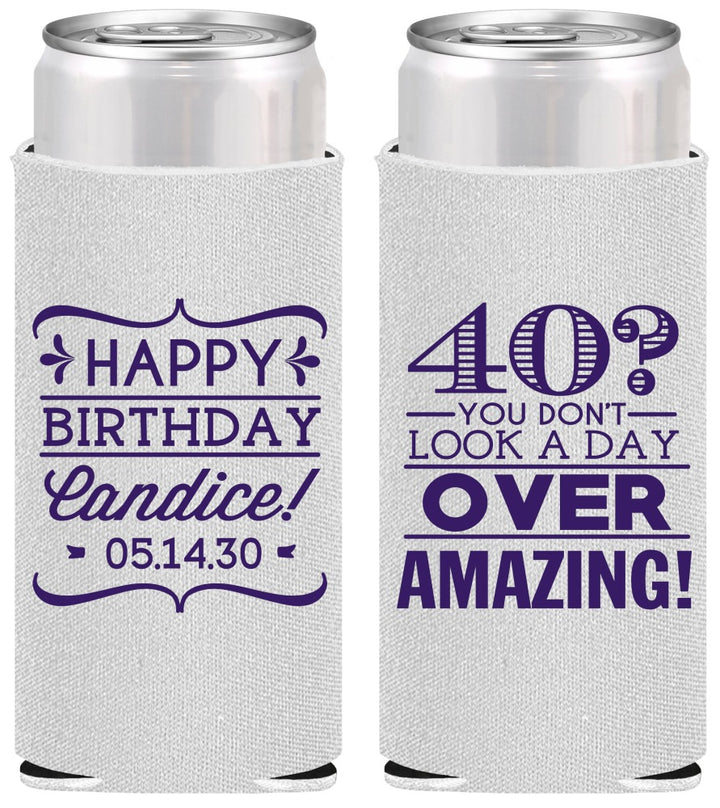 Personalized Birthday Slim Can Coolers - 40th | 20044