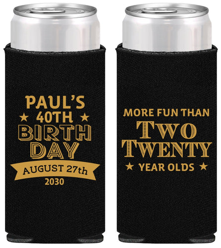 Personalized Birthday Slim Can Coolers - 40th | 20045