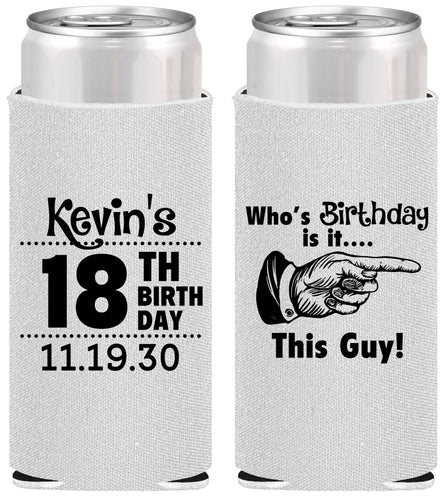 Personalized Birthday Slim Can Coolers - 18th | 20046