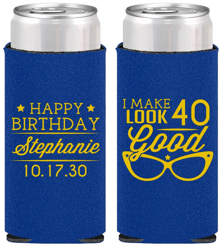 Personalized Birthday Slim Can Coolers - 40th | 20048