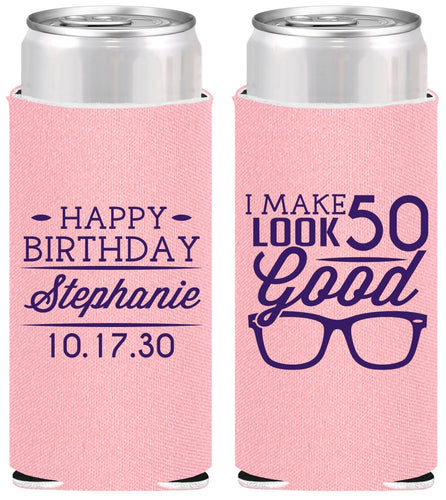 Personalized Birthday Slim Can Coolers - 50th | 20049