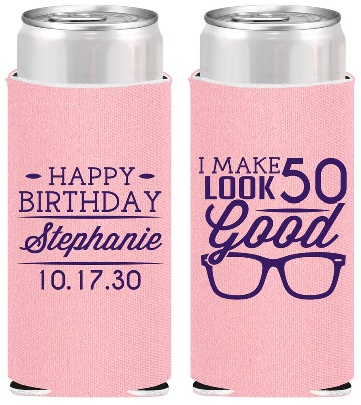 Personalized Birthday Slim Can Coolers - 50th | 20049