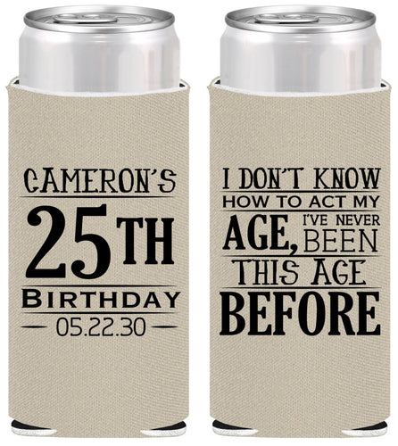 Personalized Birthday Slim Can Coolers - 25th | 20054