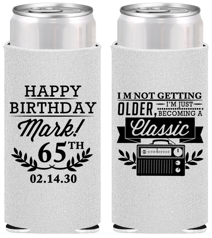 Personalized Birthday Slim Can Coolers - 65th Classic Radio | 20056