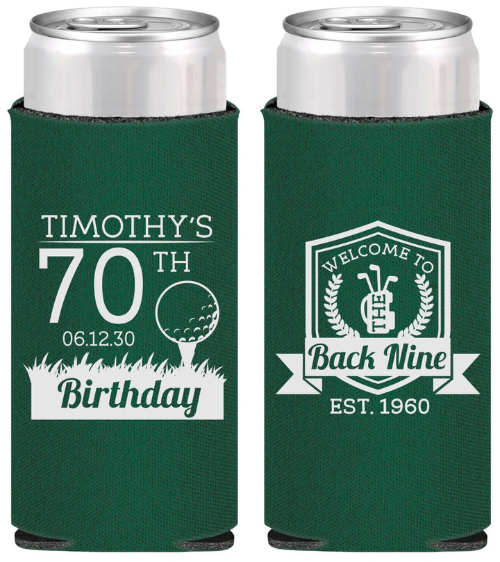 Personalized Birthday Slim Can Coolers - 70th Golf | 20061