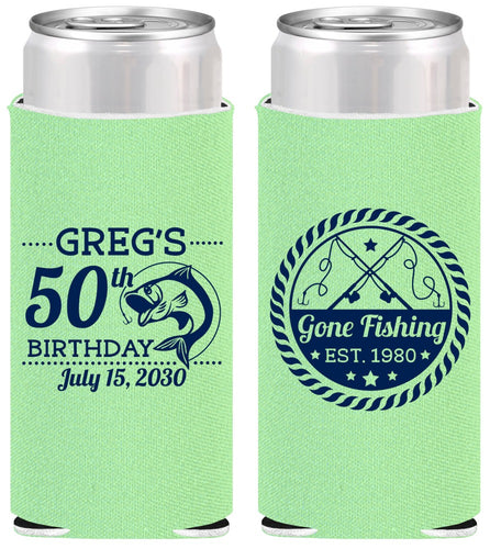 Personalized Birthday Slim Can Coolers - 50th Nautical | 20065