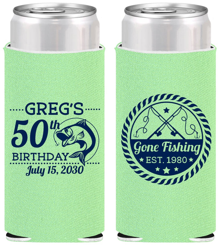 Personalized Birthday Slim Can Coolers - 50th Nautical | 20065