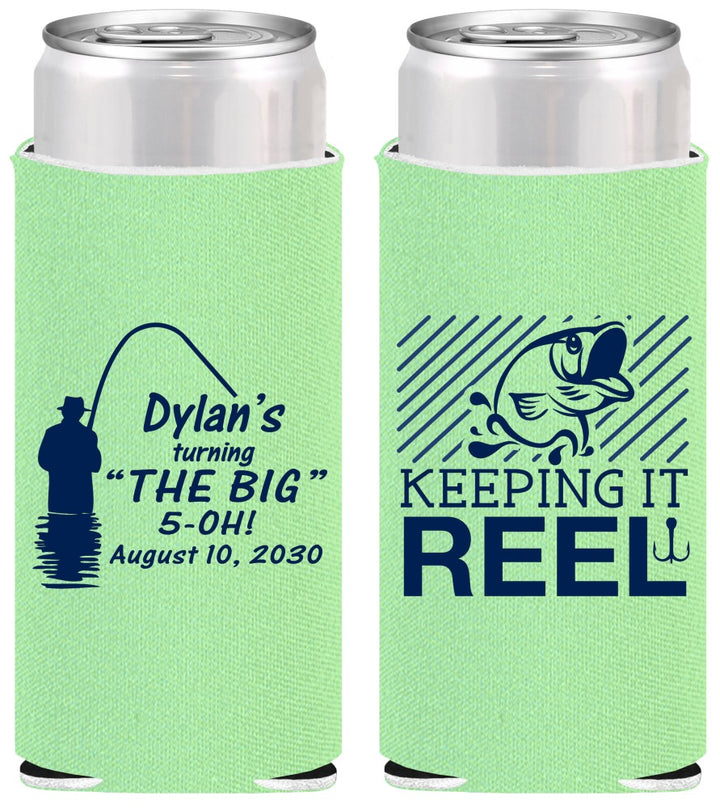 Personalized Birthday Slim Can Coolers - 50th Keeping It Reel | 20067