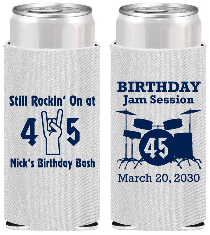 Personalized Birthday Slim Can Coolers - 45th Jam Session | 20069