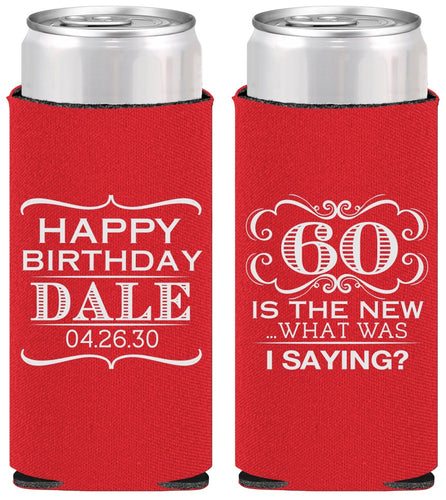 Personalized Birthday Slim Can Coolers - 60th | 20070